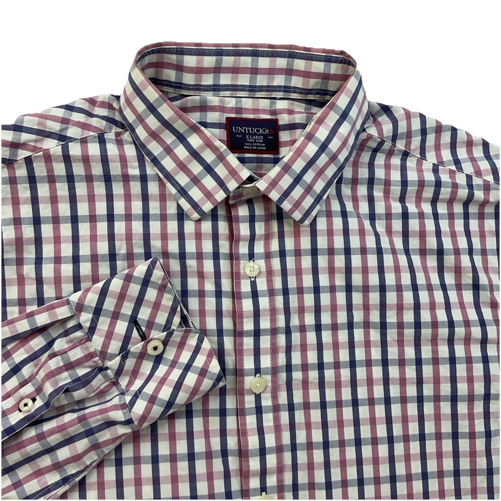 UNTUCKit Plaid Button Down Shirt Mens XL Tall Slim Fit Long Sleeve Casual Cotton